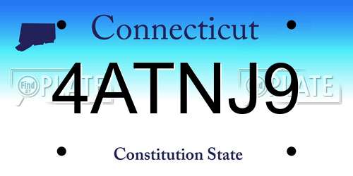 4ATNJ9 Connecticut License Plate