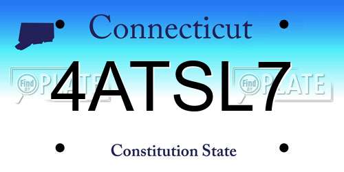 4ATSL7 Connecticut License Plate