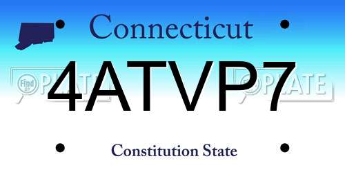 4ATVP7 Connecticut License Plate