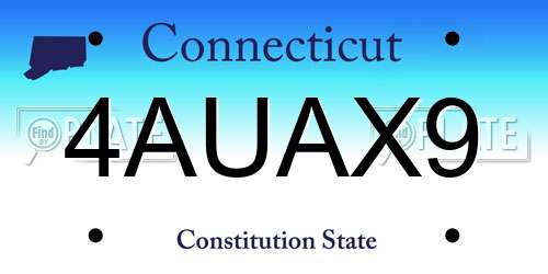 4AUAX9 Connecticut License Plate