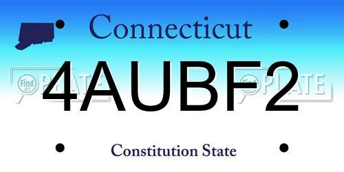 4AUBF2 Connecticut License Plate