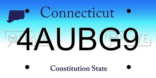 4AUBG9 Connecticut License Plate