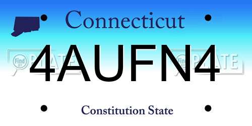 4AUFN4 Connecticut License Plate