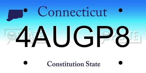 4AUGP8 Connecticut License Plate