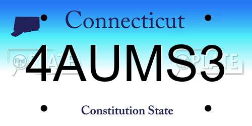 4AUMS3 Connecticut License Plate