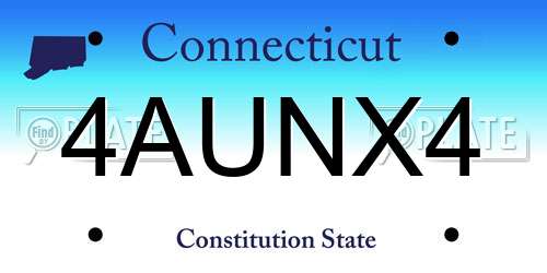 4AUNX4 Connecticut License Plate