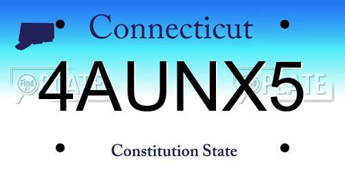 4AUNX5 Connecticut License Plate
