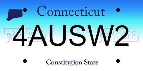 4AUSW2 Connecticut License Plate