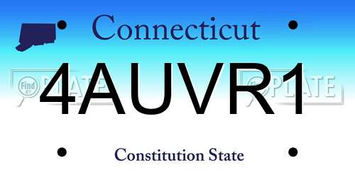 4AUVR1 Connecticut License Plate