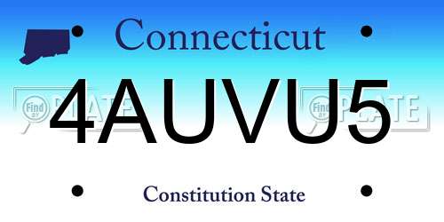 4AUVU5 Connecticut License Plate