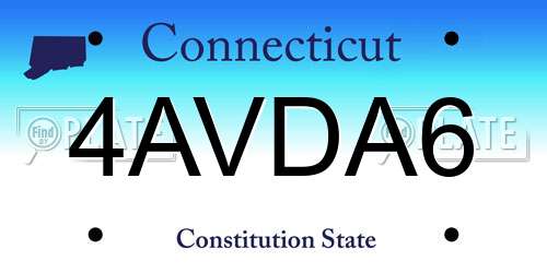 4AVDA6 Connecticut License Plate