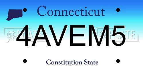 4AVEM5 Connecticut License Plate