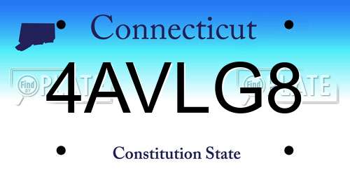 4AVLG8 Connecticut License Plate