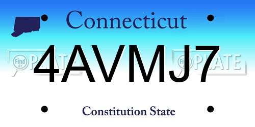 4AVMJ7 Connecticut License Plate