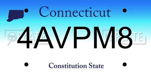 4AVPM8 Connecticut License Plate