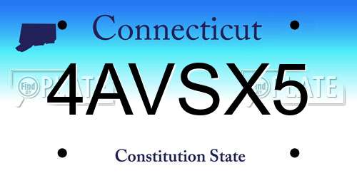 4AVSX5 Connecticut License Plate