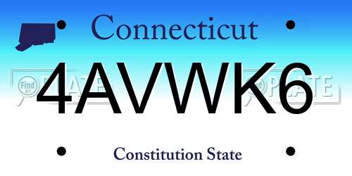 4AVWK6 Connecticut License Plate