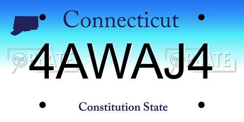 4AWAJ4 Connecticut License Plate