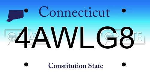 4AWLG8 Connecticut License Plate