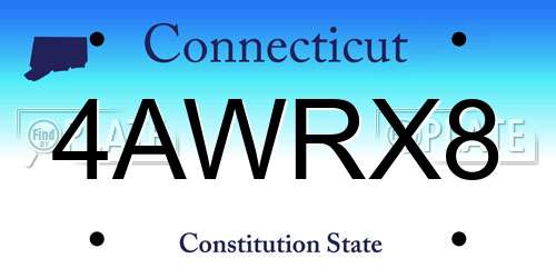 4AWRX8 Connecticut License Plate