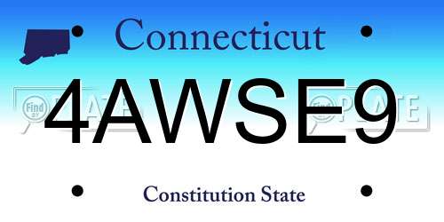 4AWSE9 Connecticut License Plate