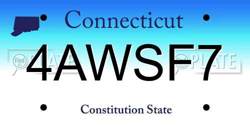 4AWSF7 Connecticut License Plate