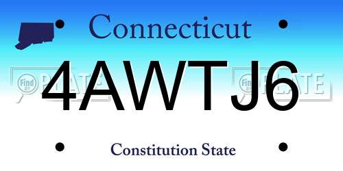 4AWTJ6 Connecticut License Plate