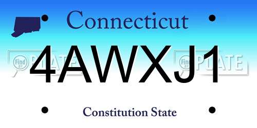 4AWXJ1 Connecticut License Plate
