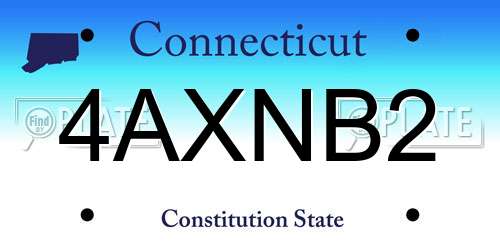 4AXNB2 Connecticut License Plate