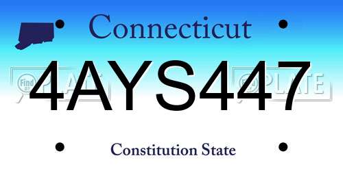 4AYS447 Connecticut License Plate