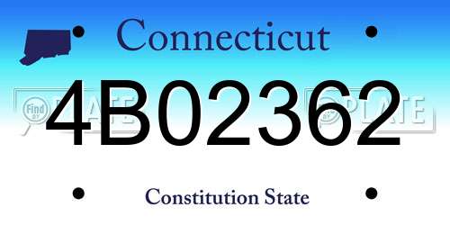 4B02362 Connecticut License Plate