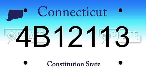 4B12113 Connecticut License Plate