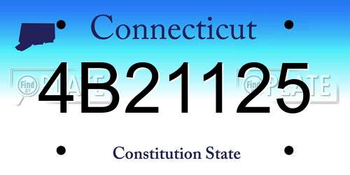 4B21125 Connecticut License Plate