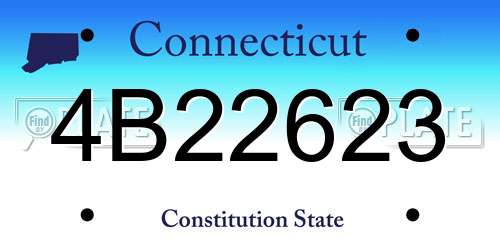 4B22623 Connecticut License Plate