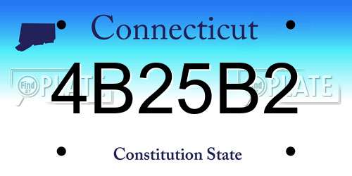 4B25B2 Connecticut License Plate
