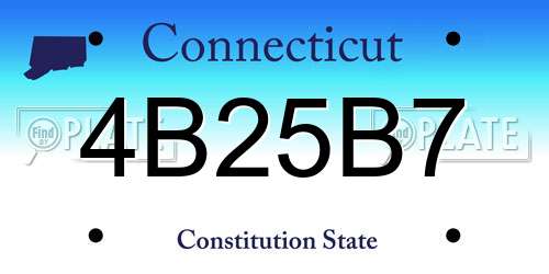 4B25B7 Connecticut License Plate