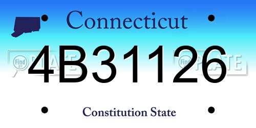 4B31126 Connecticut License Plate
