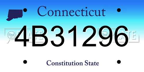 4B31296 Connecticut License Plate