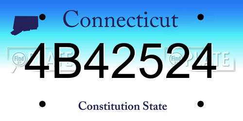 4B42524 Connecticut License Plate