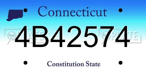 4B42574 Connecticut License Plate