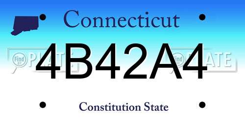 4B42A4 Connecticut License Plate