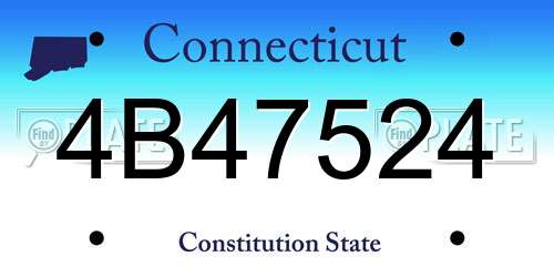 4B47524 Connecticut License Plate
