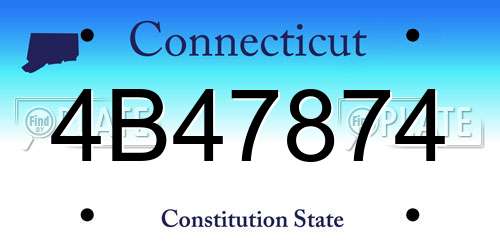 4B47874 Connecticut License Plate