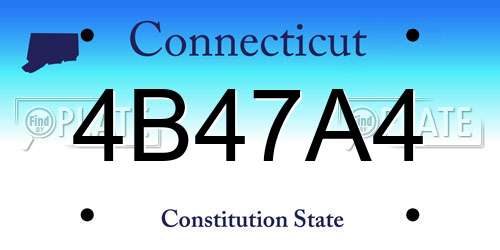4B47A4 Connecticut License Plate