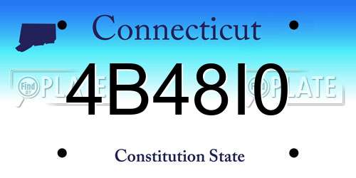 4B48I0 Connecticut License Plate