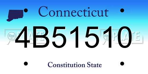 4B51510 Connecticut License Plate