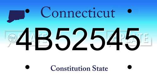 4B52545 Connecticut License Plate