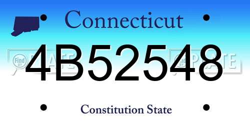 4B52548 Connecticut License Plate