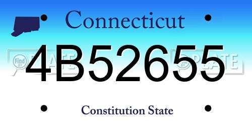 4B52655 Connecticut License Plate