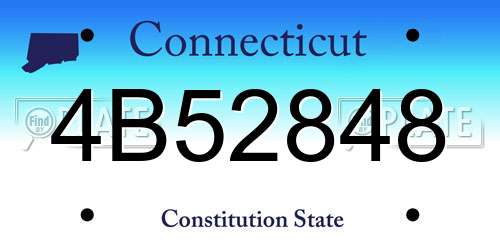 4B52848 Connecticut License Plate